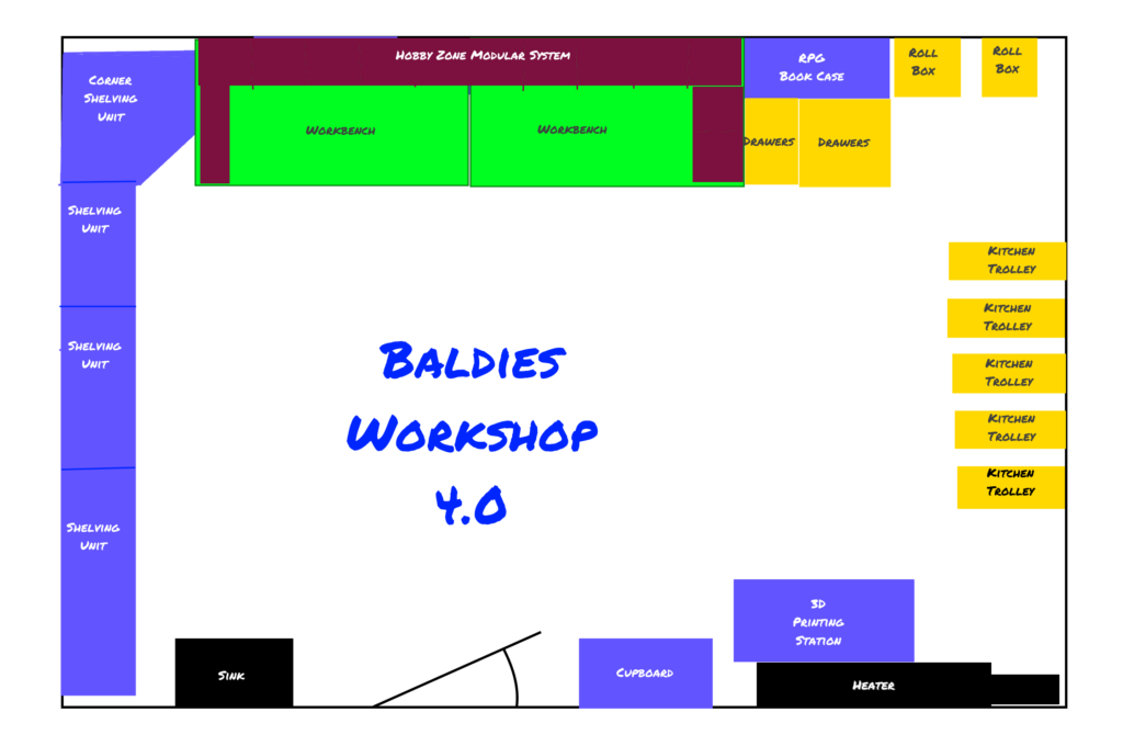 Digital composition (badly drawn) of Baldies new workshop - colorized